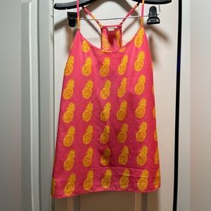 J Crew pineapple tank top pink and yellow size 4